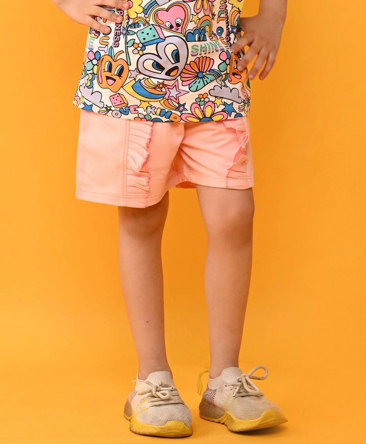 PINK FRILL GIRLS SUMMER SHORTS - PINK - Anthrilo 