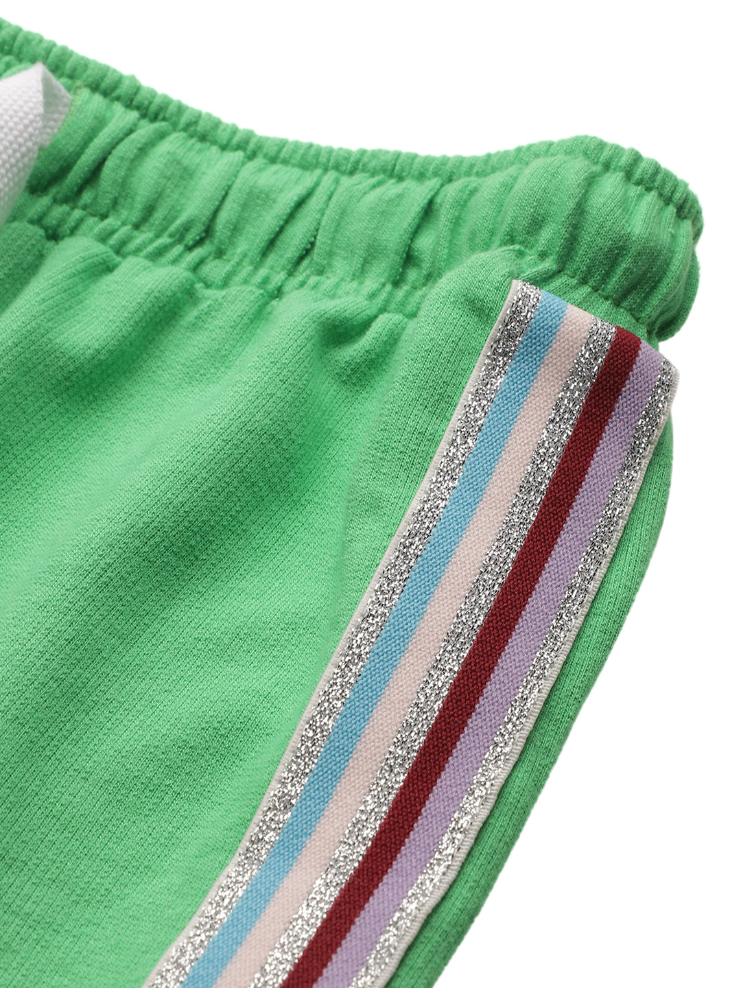 SIDE TAPE GREEN GIRLS SUMMER SHORTS - GREEN