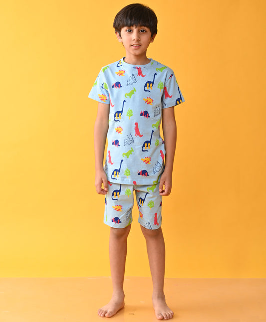 SKY DINOSAUR FUN SLEEPWEAR SHORT SET - SKY