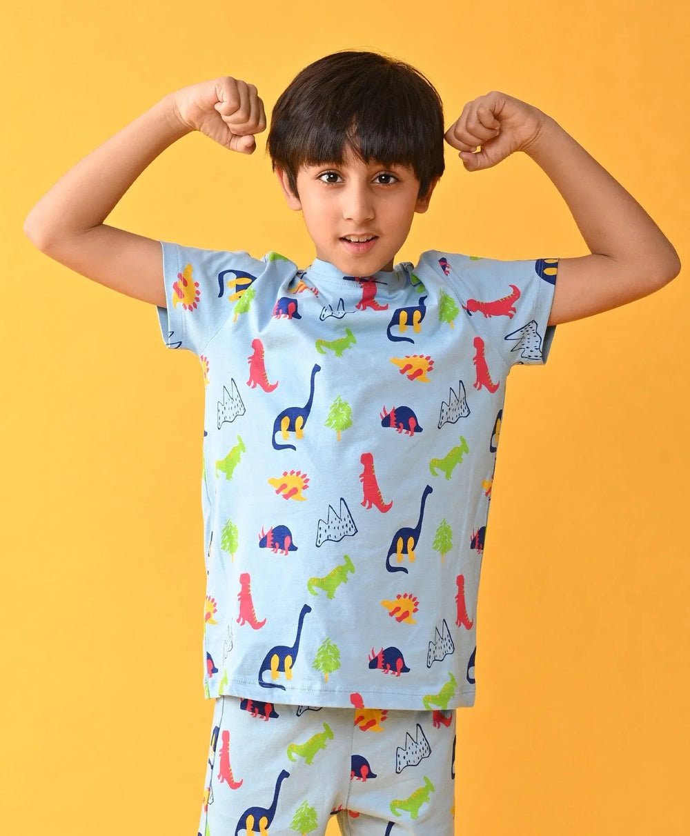 SKY DINOSAUR FUN SLEEPWEAR SHORT SET - SKY - Anthrilo 