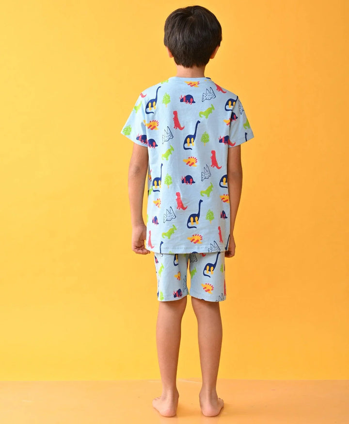 SKY DINOSAUR FUN SLEEPWEAR SHORT SET - SKY - Anthrilo 