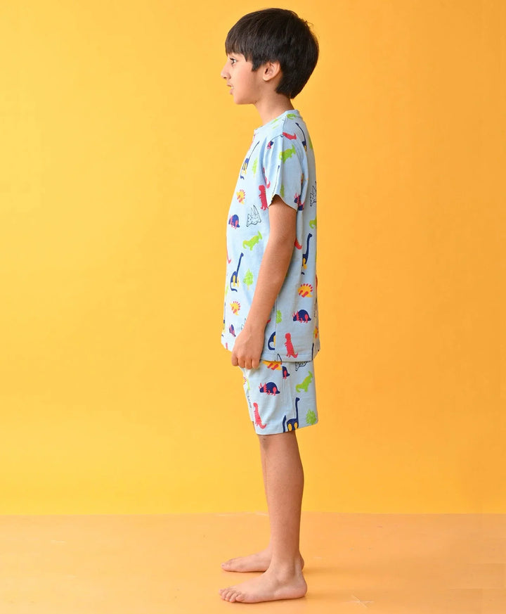 SKY DINOSAUR FUN SLEEPWEAR SHORT SET - SKY - Anthrilo 