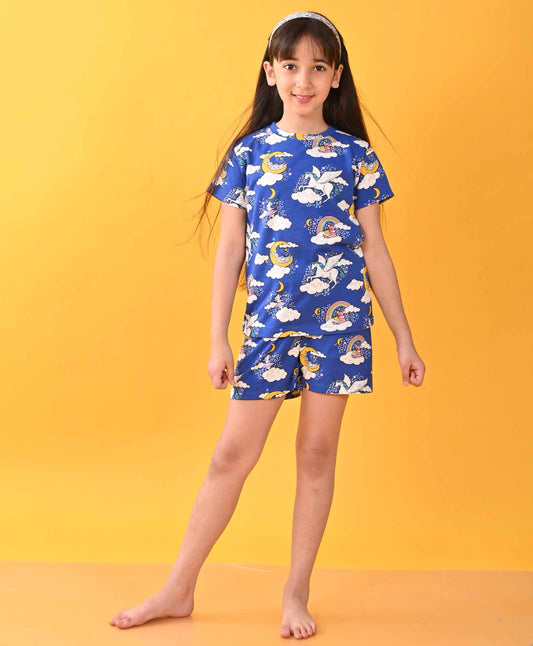 MOUSE UNICORN SLEEPWEAR SHORT SET - BLUE