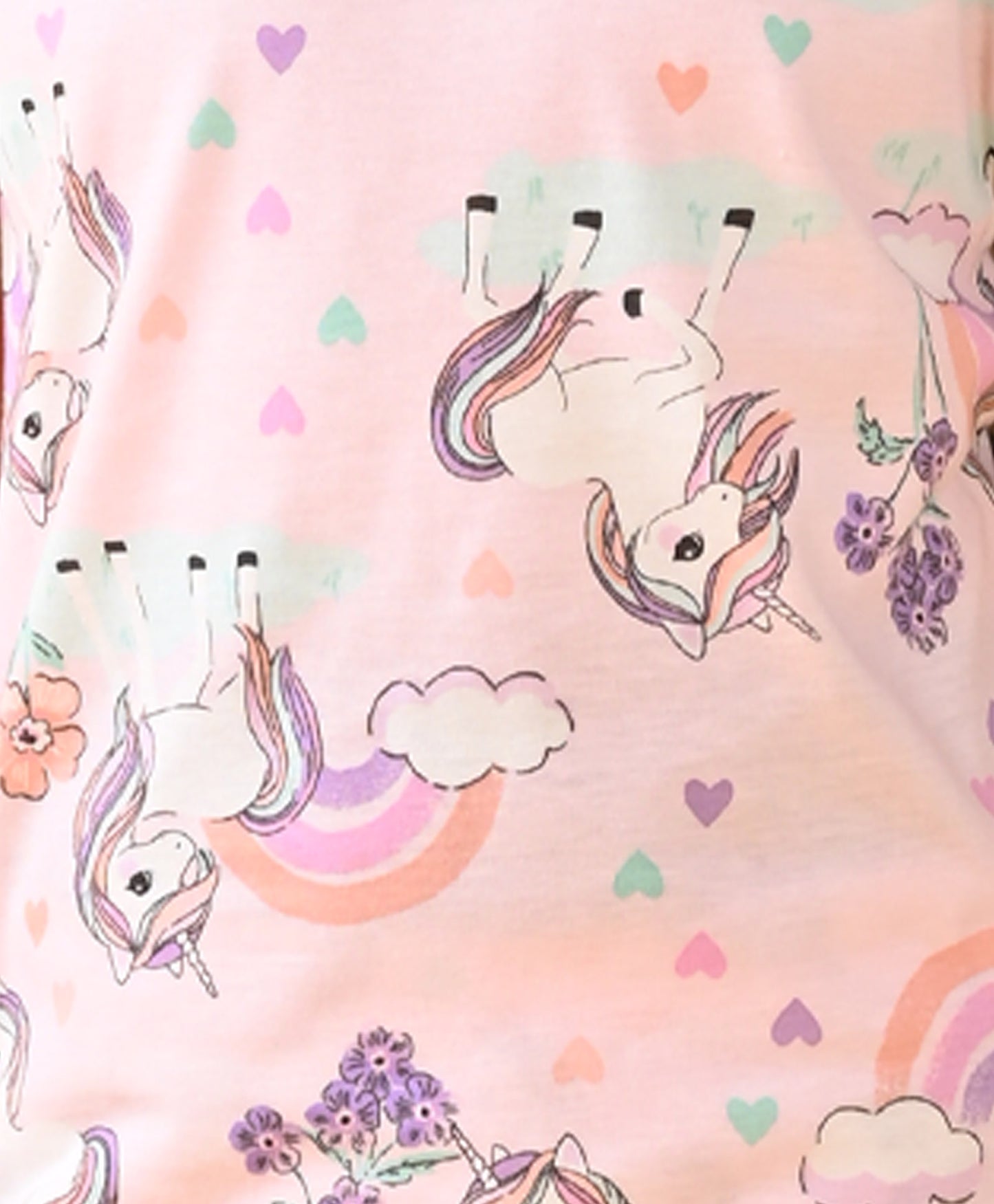 UNICORN HEART SHORT SLEEVE PYJAMA SET - PINK