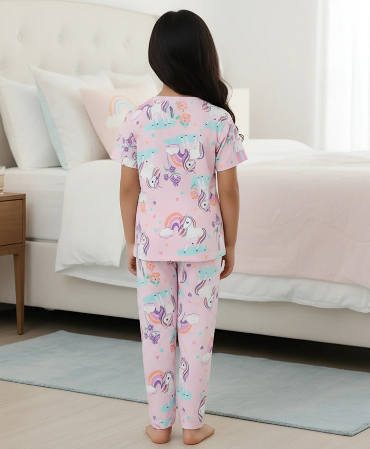 UNICORN HEART SHORT SLEEVE PYJAMA SET - PINK - Anthrilo 