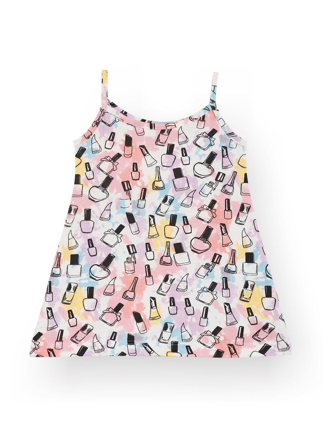 NAIL PAINT SUMMER STRAPPY GIRLS TOP - PINK - Anthrilo 