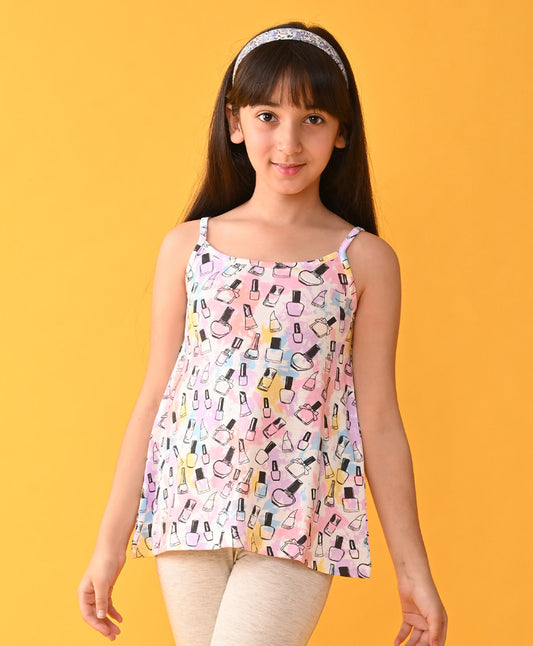 NAIL PAINT SUMMER STRAPPY GIRLS TOP - PINK
