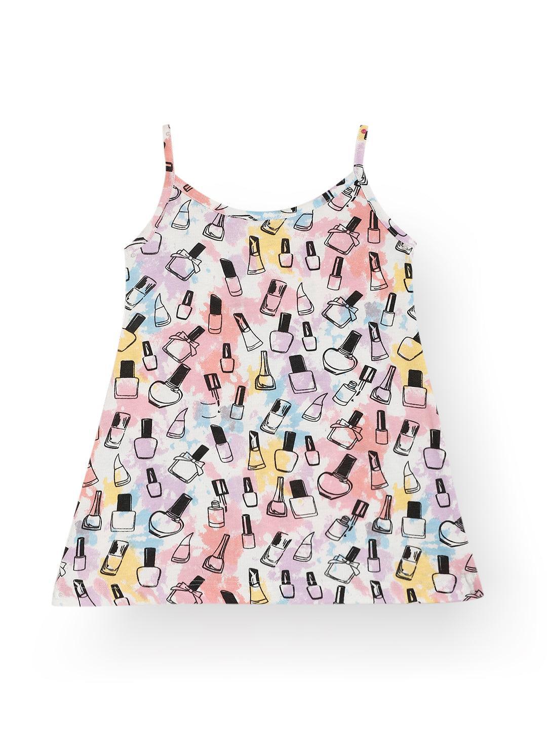 NAIL PAINT SUMMER STRAPPY GIRLS TOP - PINK - Anthrilo 