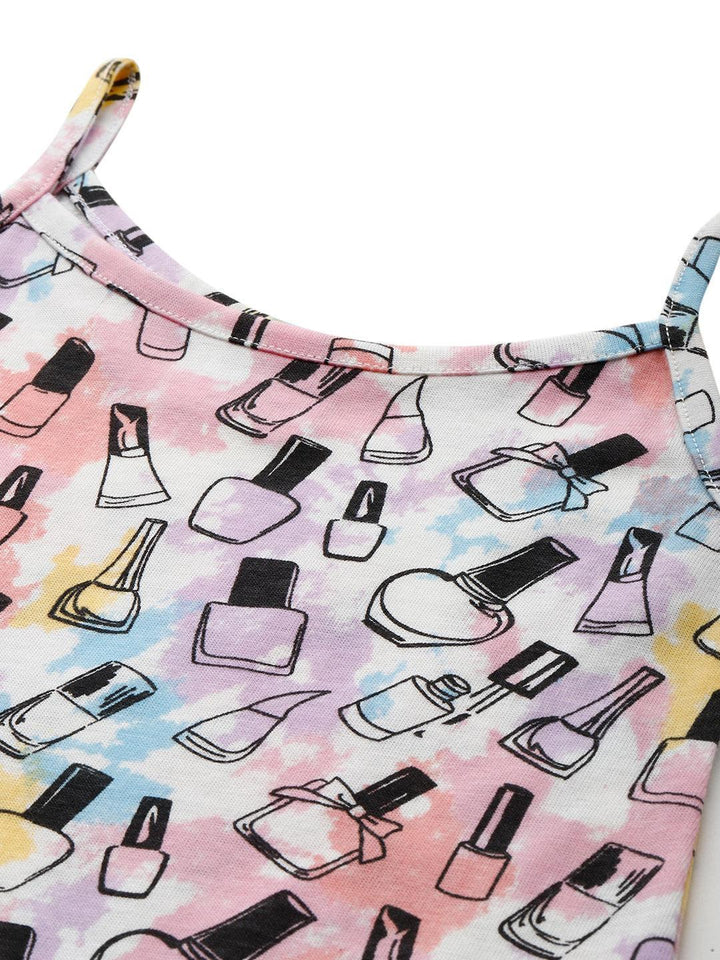 NAIL PAINT SUMMER STRAPPY GIRLS TOP - PINK - Anthrilo 