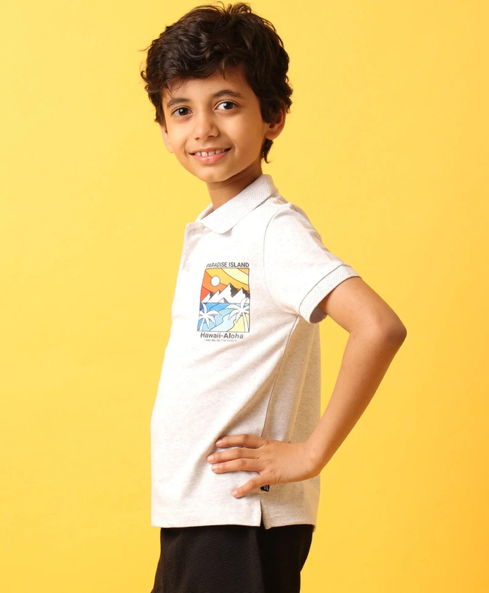 PARADISE ISLAND GREY SUMMER BOYS POLO T-SHIRT - GREY - Anthrilo 