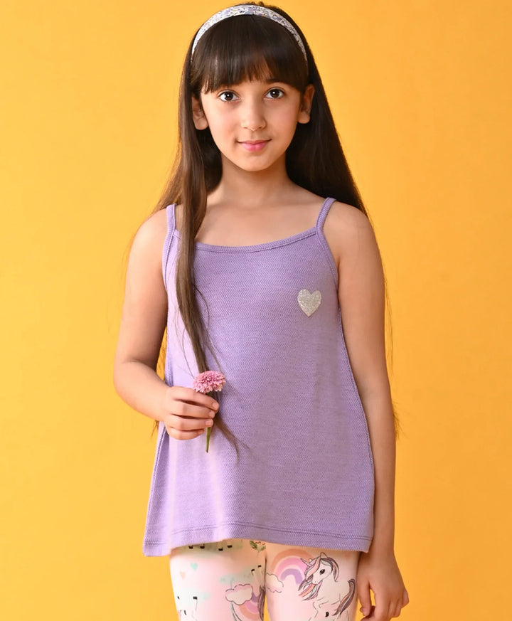 PURPLE HEART SUMMER STRAPPY GIRLS TOP - PURPLE - Anthrilo 