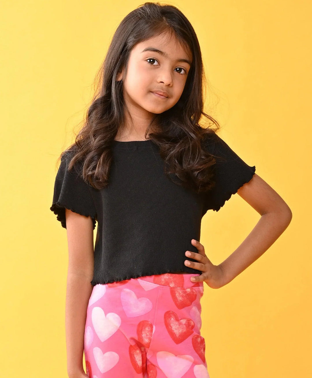 STRIPED RIBBED BLACK SUMMER GIRLS T-SHIRT - BLACK - Anthrilo 