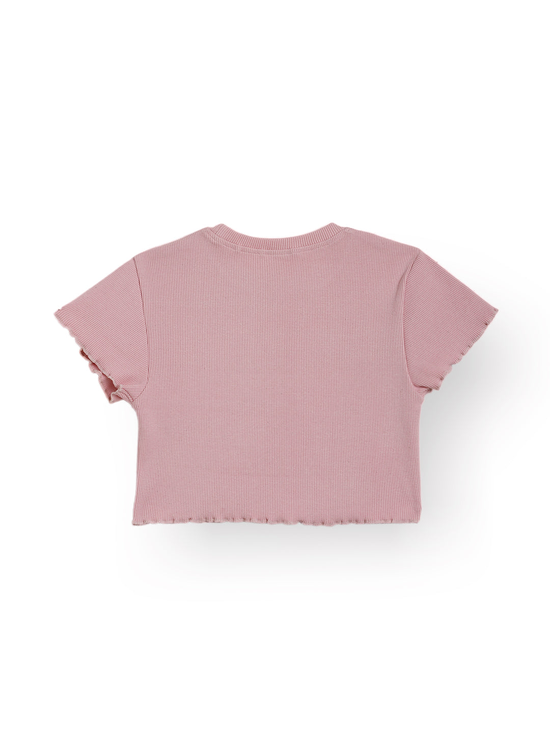 STRIPED RIBBED LIGHT PINK SUMMER GIRLS T-SHIRT - PINK