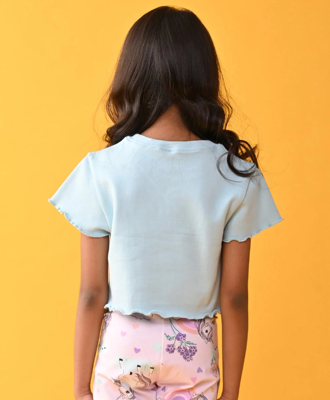 Striped Ribbed Sky Summer Girls T-Shirt - Sky - Anthrilo 