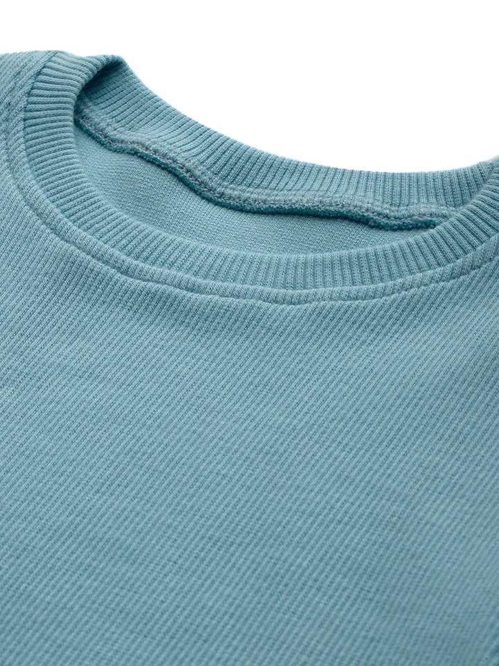Striped Ribbed Sky Summer Girls T-Shirt - Sky - Anthrilo 