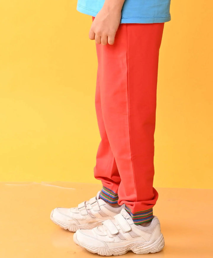 RED JOGGER WITH STRIPED RIB - RED - Anthrilo 