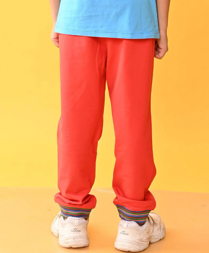 RED JOGGER WITH STRIPED RIB - RED - Anthrilo 