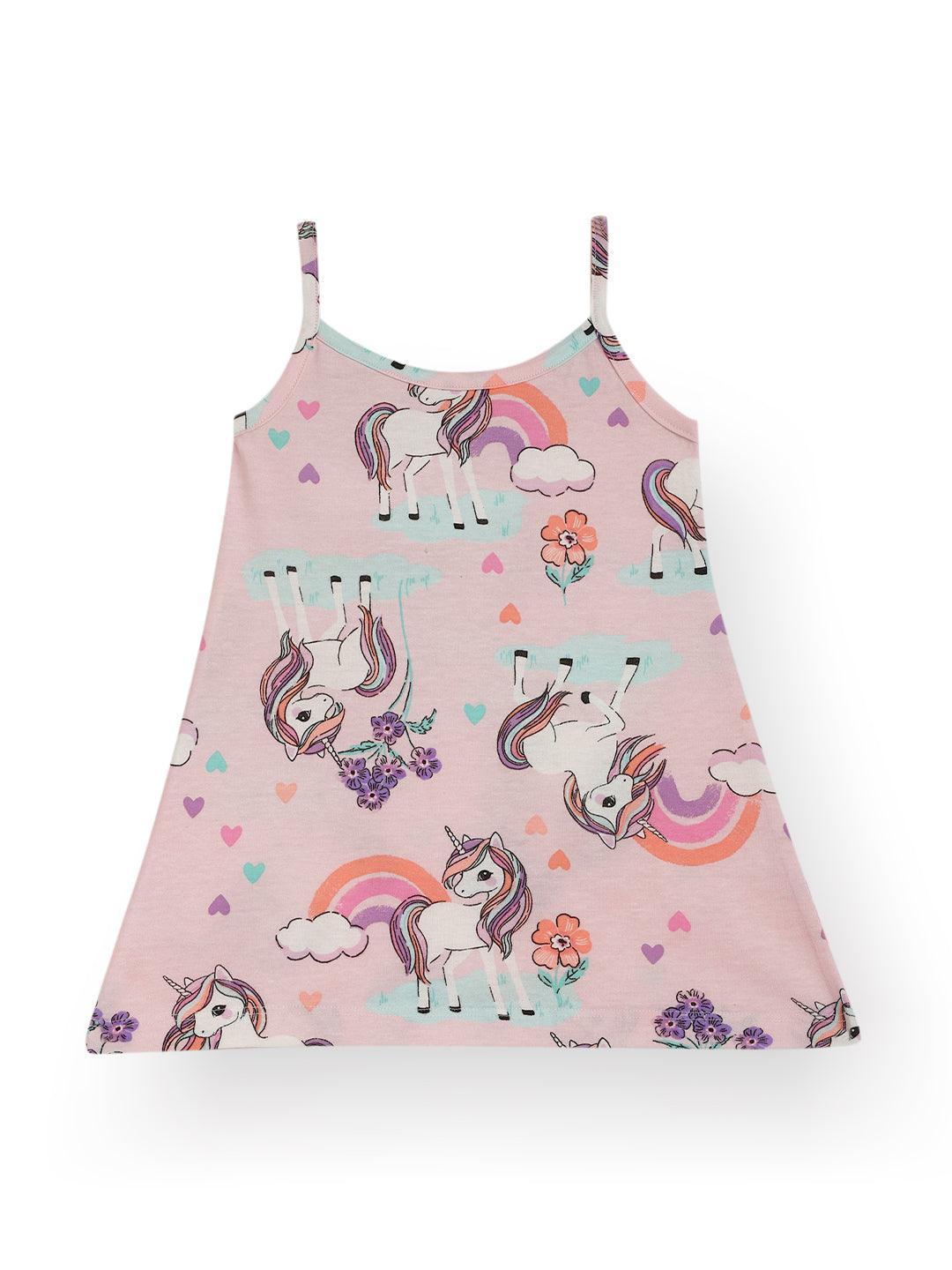 Unicorn Summer Strappy Girls Top - Pink