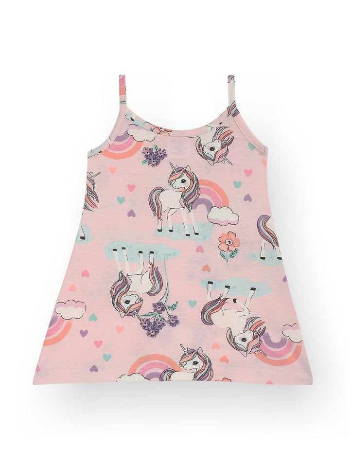 Unicorn Summer Strappy Girls Top - Pink