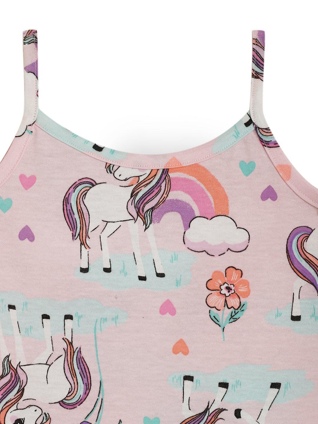 Unicorn Summer Strappy Girls Top - Pink