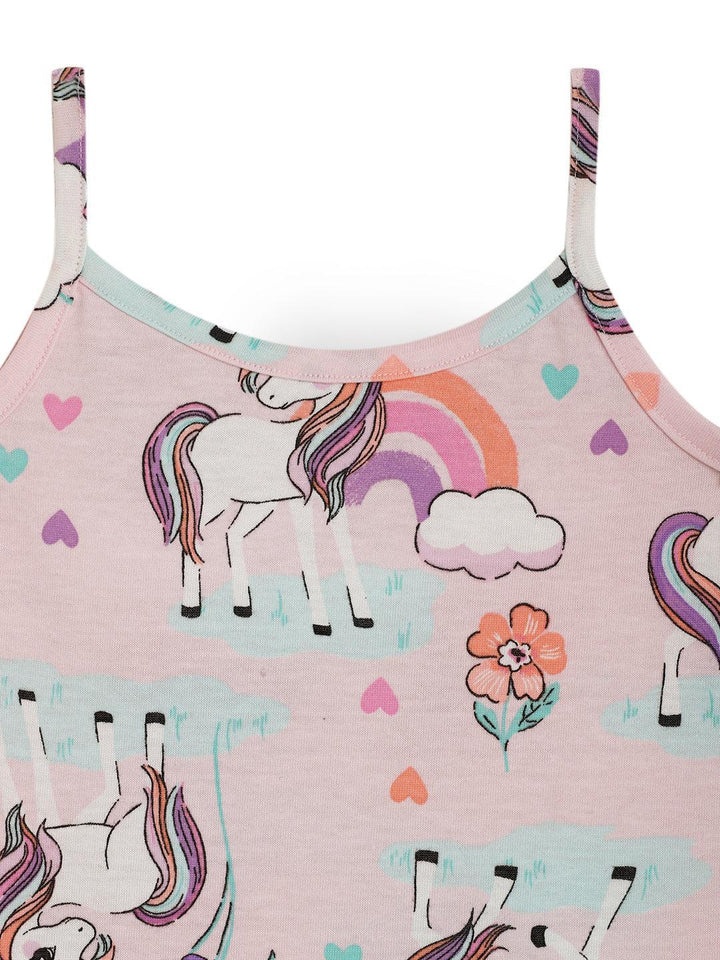 Unicorn Summer Strappy Girls Top - Pink