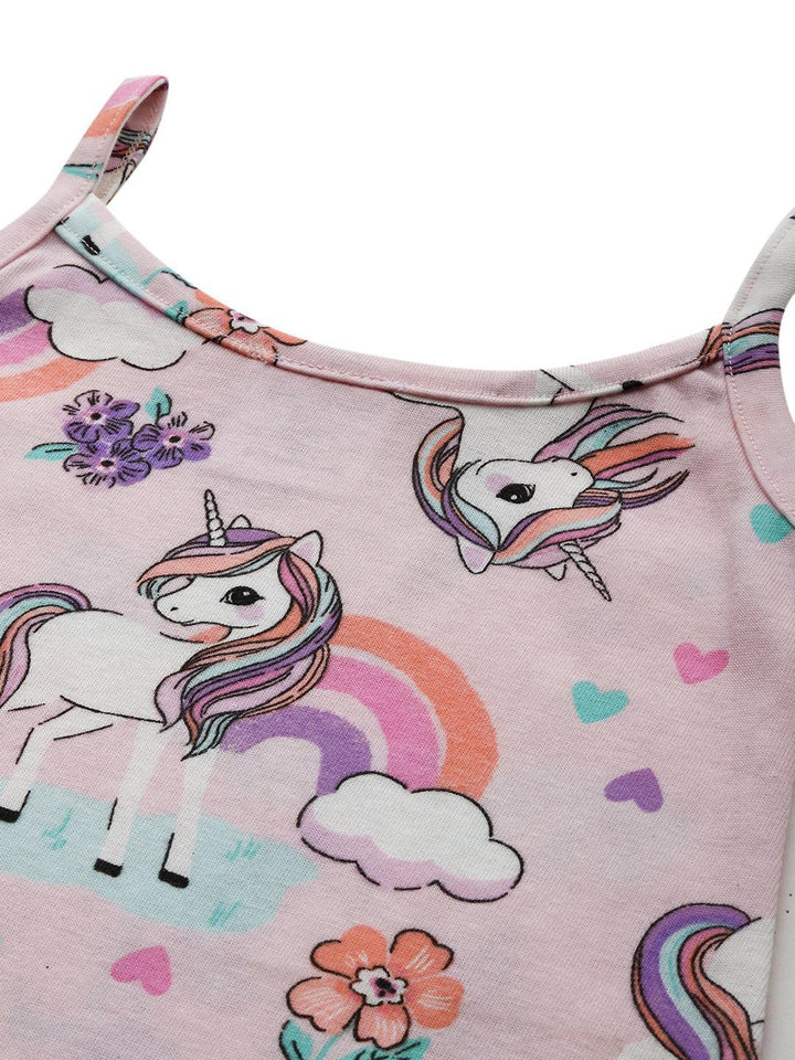 Unicorn Summer Strappy Girls Top - Pink