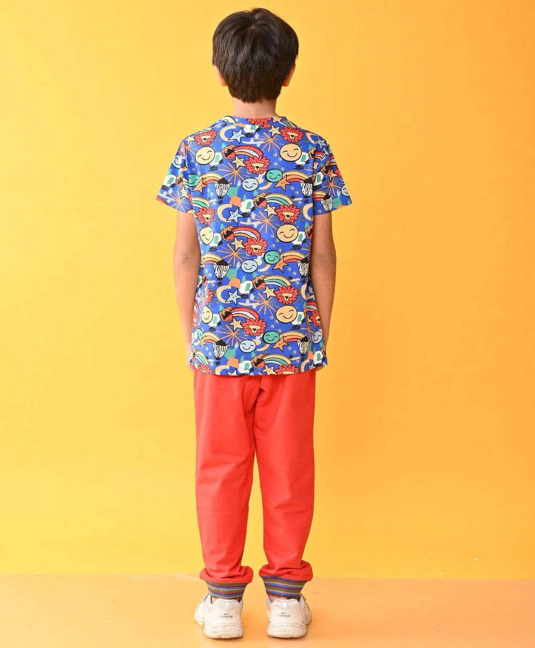 ANIMAL BLUE RED RIBBED SUMMER BOYS JOGGER SET - BLUE / RED - Anthrilo 