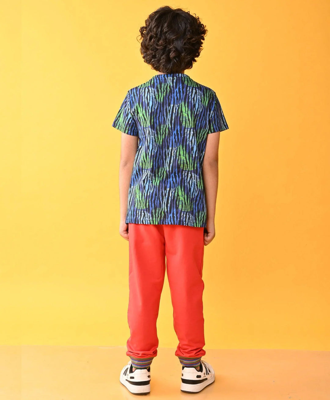 TROPICAL STRIPED RED RIBBED SUMMER BOYS JOGGER SET - BLUE/RED - Anthrilo 
