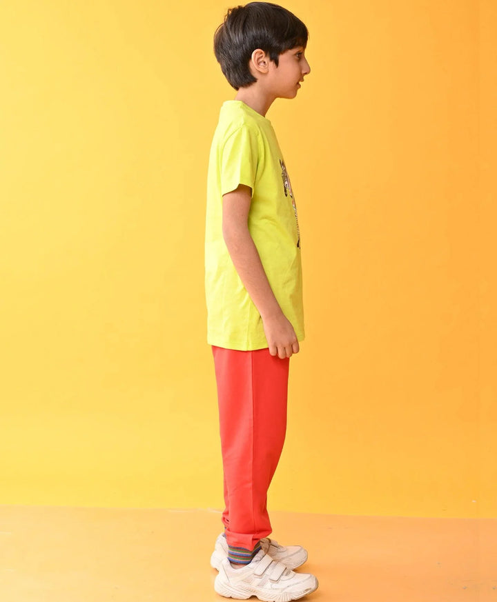 ZEBRA LIME RED RIBBED SUMMER BOYS JOGGER SET D - LIME/RED - Anthrilo 