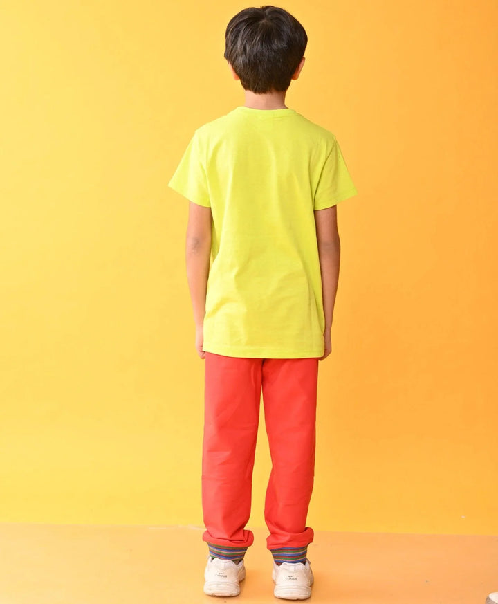 ZEBRA LIME RED RIBBED SUMMER BOYS JOGGER SET D - LIME/RED - Anthrilo 