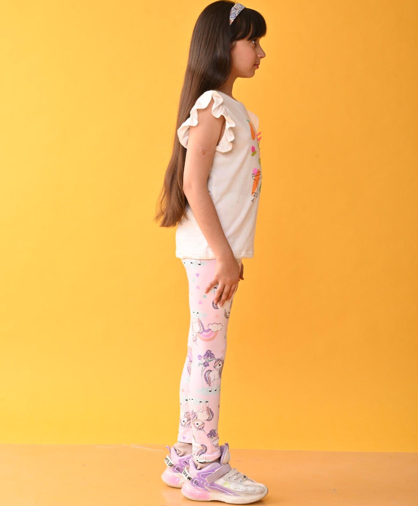 ARTIST T-SHIRT UNICORN LEGGINGS SET - WHITE / PINK