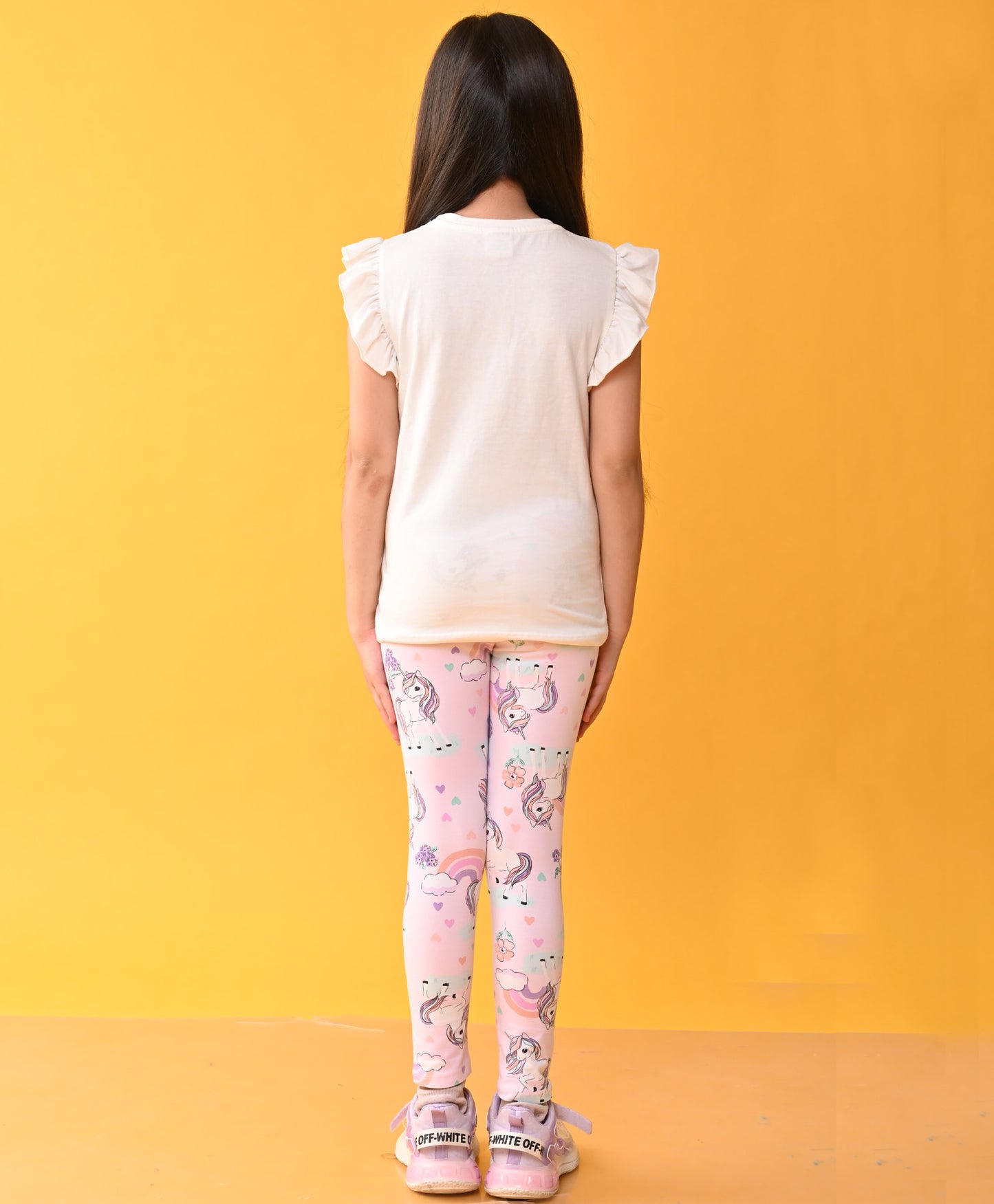 ARTIST T-SHIRT UNICORN LEGGINGS SET - WHITE / PINK
