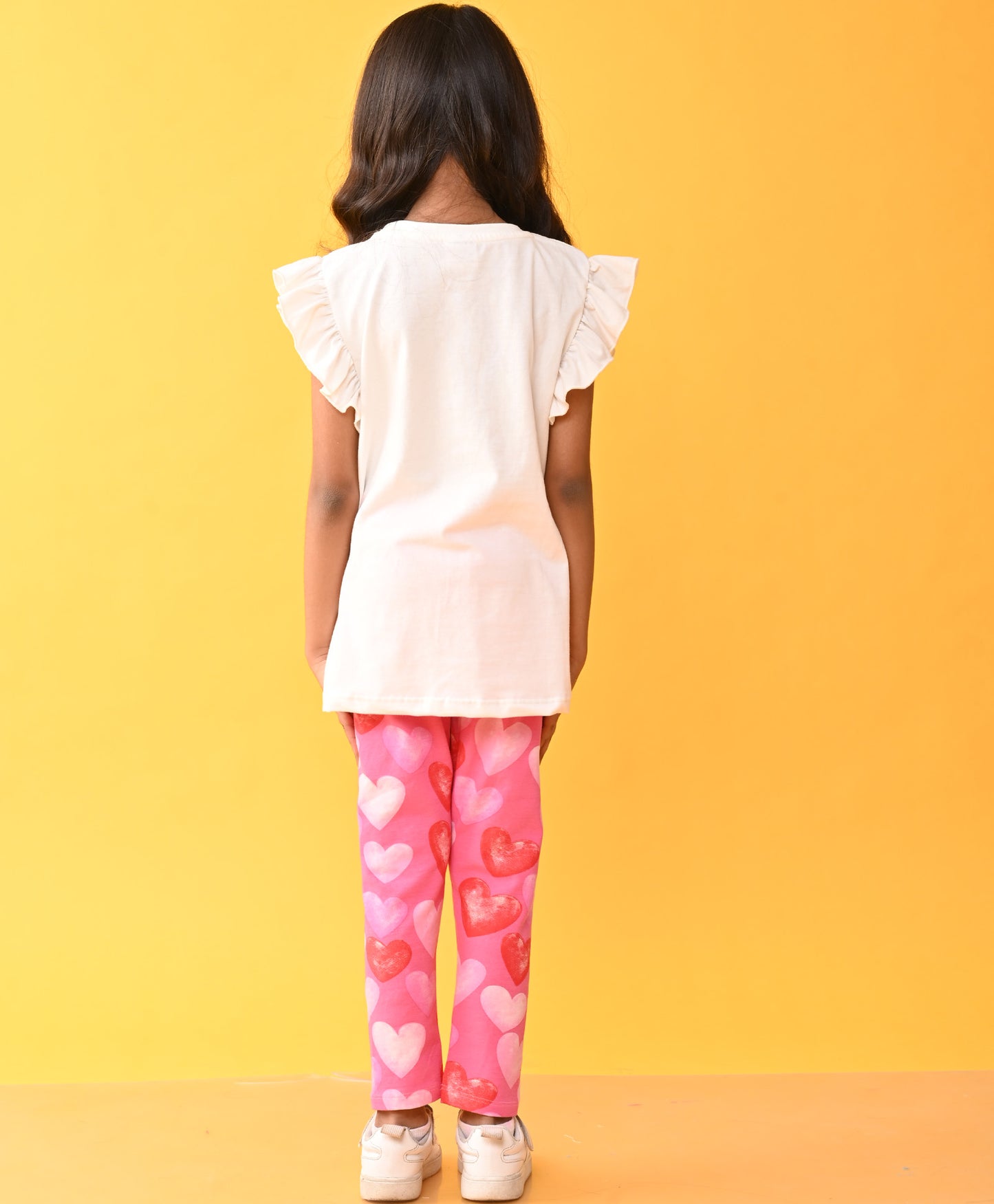 ARTIST TSHIRT HEART PINK LEGGINGS SET - WHITE/PINK