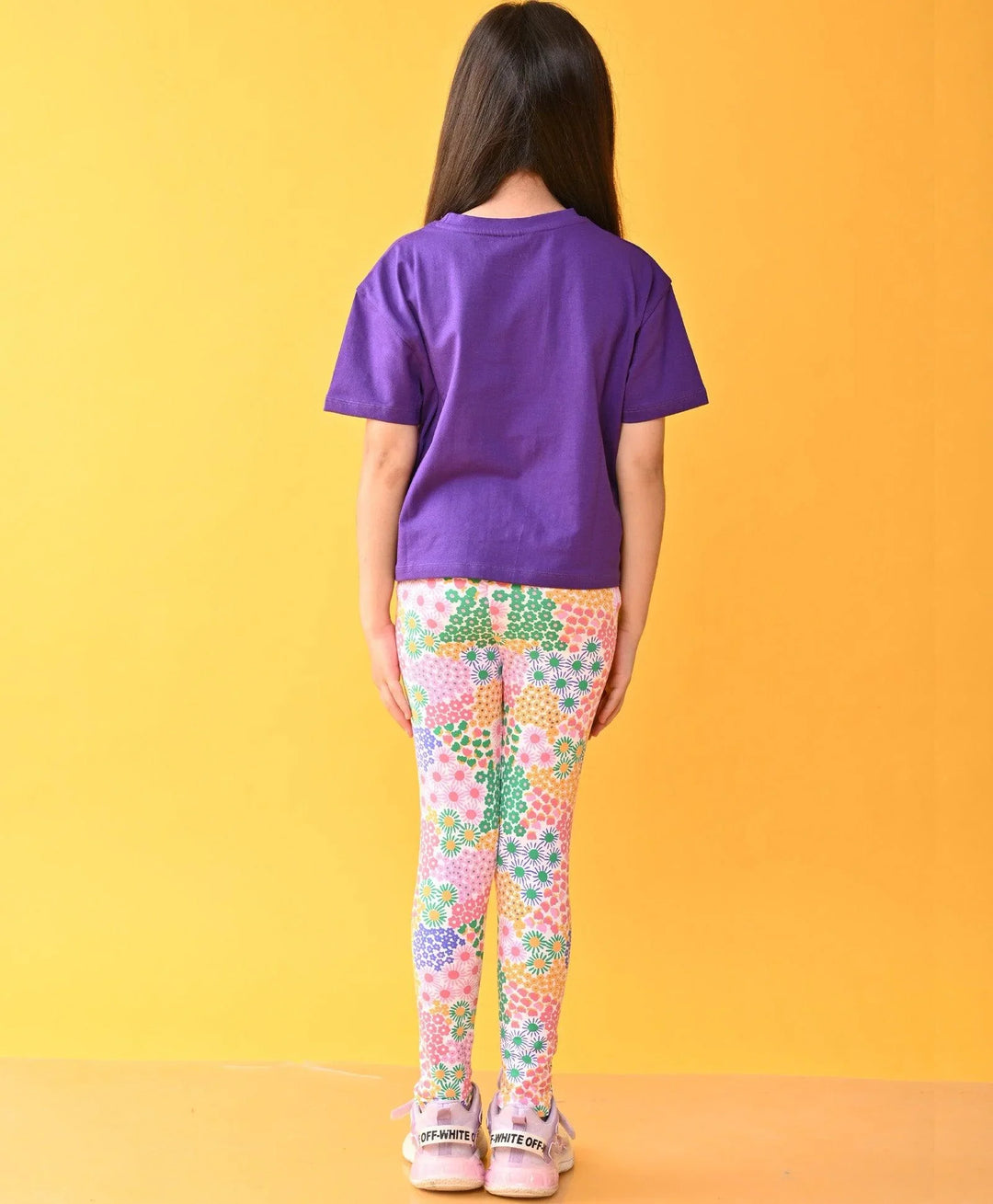 PURPLE FLORAL LEGGINGS SET D - PURPLE/ PINK - Anthrilo 