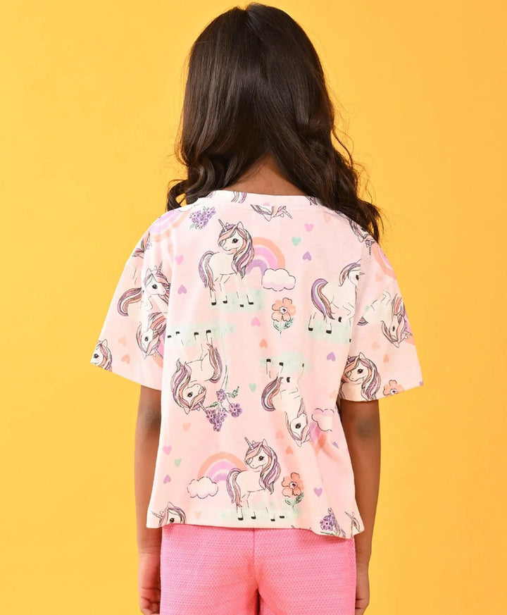 UNICORN HEART GIRLS SHORT SLEEVES T-SHIRT - PINK - Anthrilo 