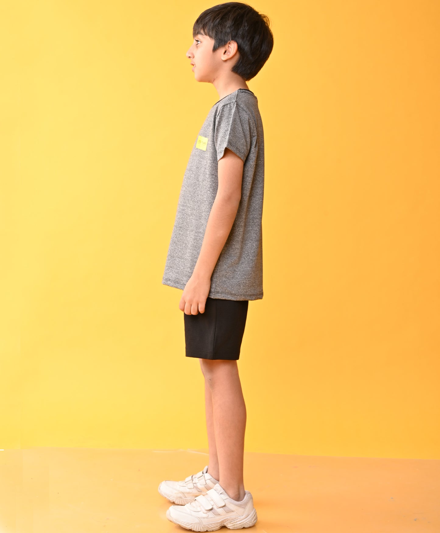 COOL PLANS BLACK MELANGE SPORTY BLACK STRIPED SHORTS SET - BLACK
