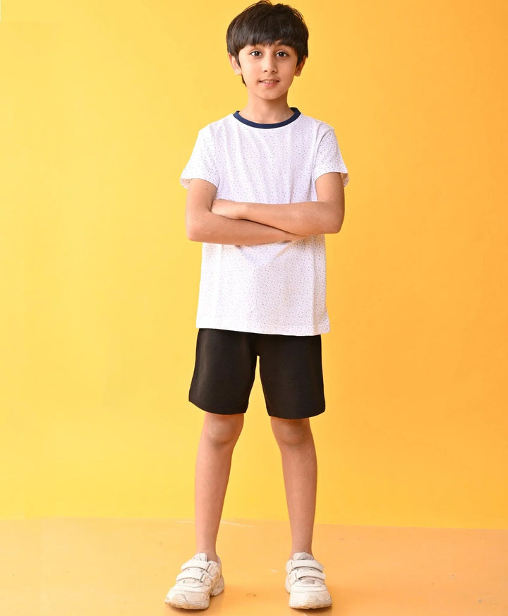 DOTTED WHITE BLACK STRIPED SHORTS SET - WHITE/BLACK - Anthrilo 
