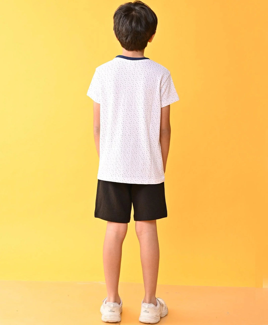 DOTTED WHITE BLACK STRIPED SHORTS SET - WHITE/BLACK - Anthrilo 