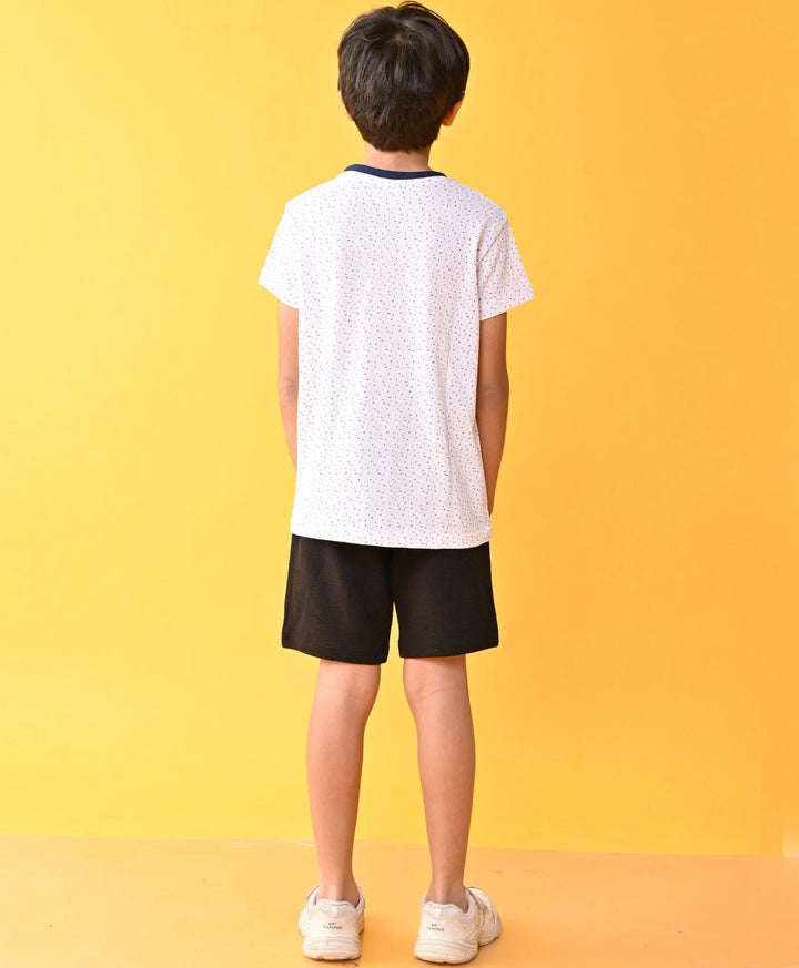 DOTTED WHITE BLACK STRIPED SHORTS SET - WHITE/BLACK - Anthrilo 