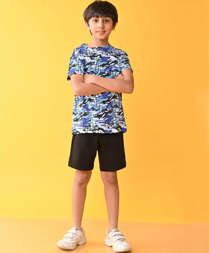 GRAFITTI CAMO BLACK STRIPED SHORTS SET - WHITE/BLACK - Anthrilo 