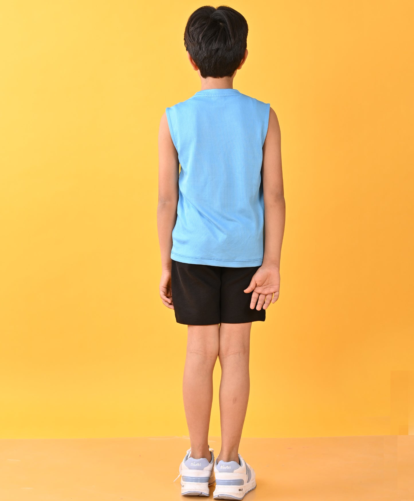 BASKETBALL BLUE SPORTY BLACK STRIPED SHORTS SET - BLUE/BLACK