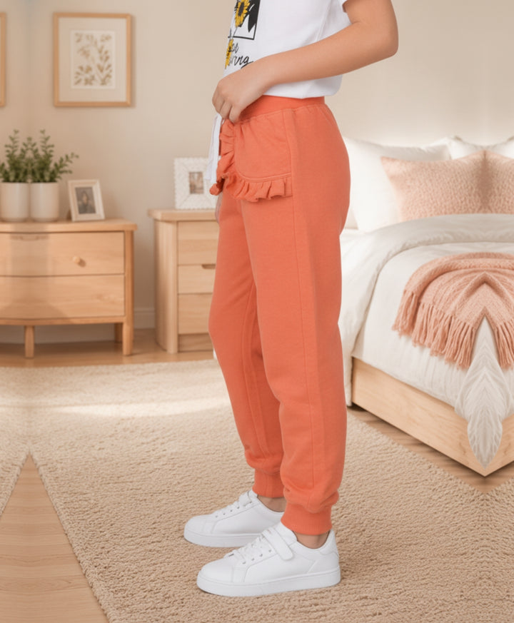 Pretty Peach Frill Jogger