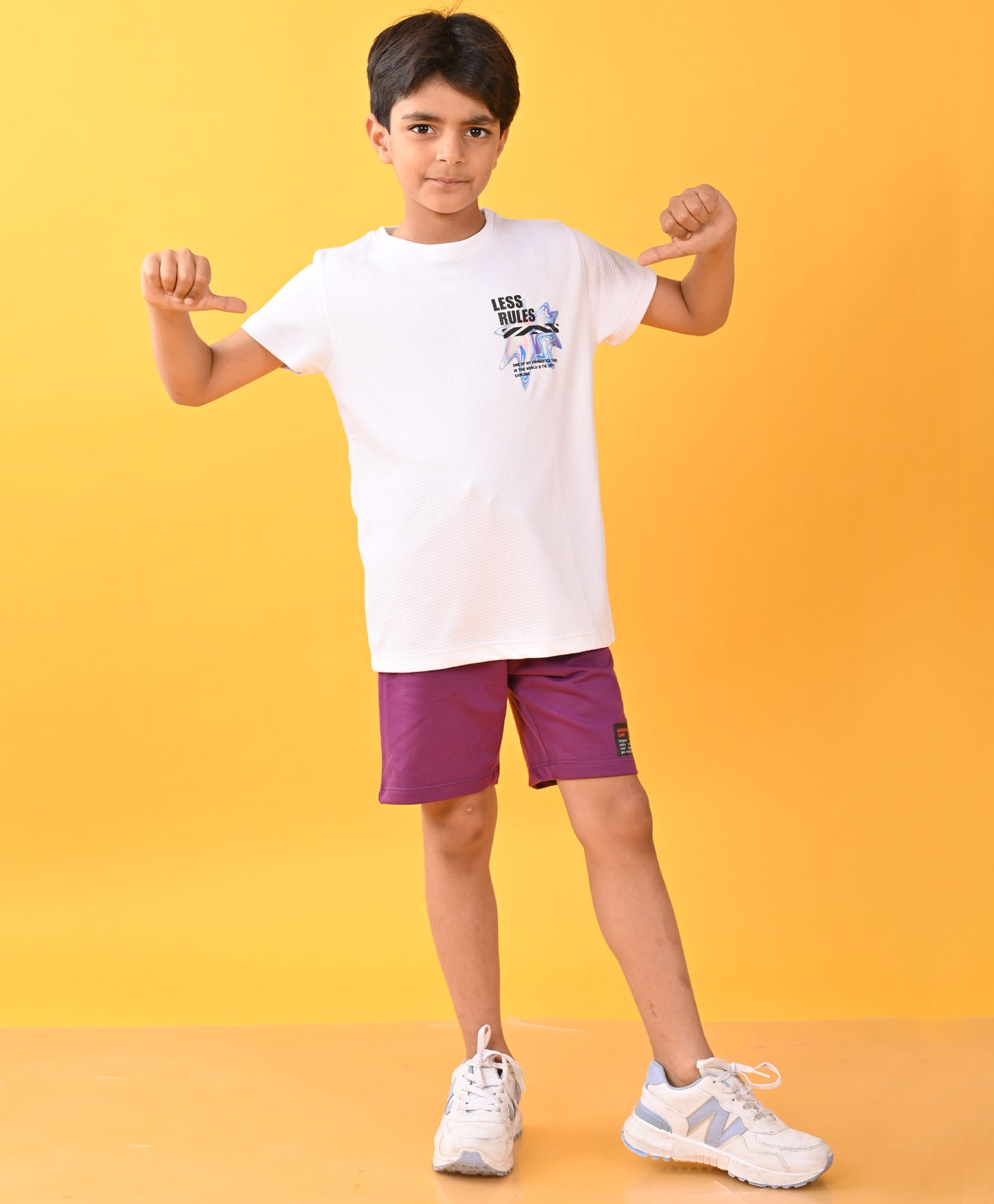 LESS RULES PURPLE SHORTS SET - WHITE/PURPLE