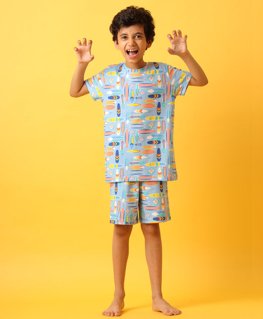 SURFBOARD SKY BOYS SLEEPWEAR SHORT SET -SKY