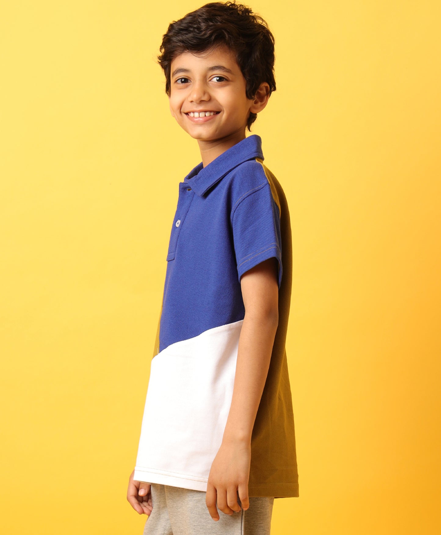 OLIVE ROYAL WHITE  BOYS POLO T-SHIRT-OLIVE