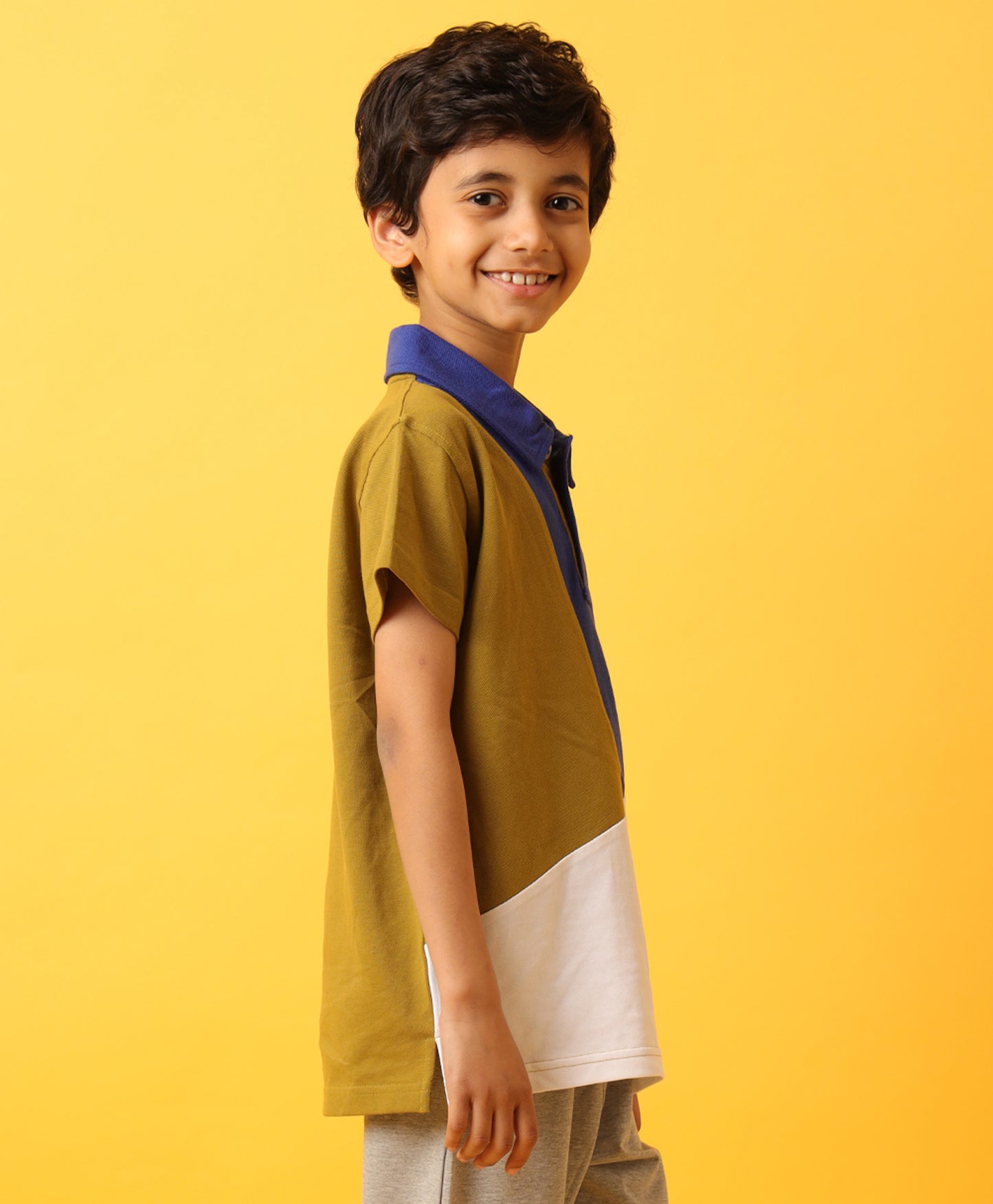 OLIVE ROYAL WHITE  BOYS POLO T-SHIRT-OLIVE