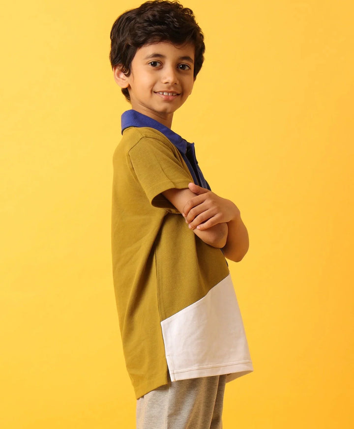 OLIVE ROYAL WHITE  BOYS POLO T-SHIRT-OLIVE - Anthrilo 