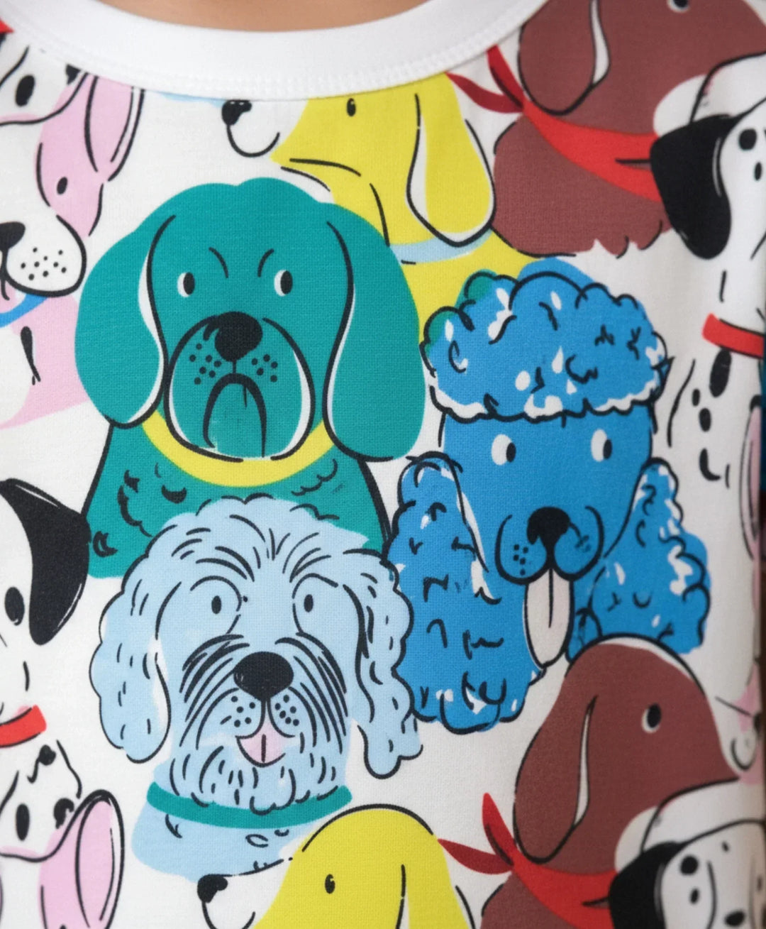 DOGS PRINT GIRLS SLEEPWEAR SHORT SET - WHITE - Anthrilo 