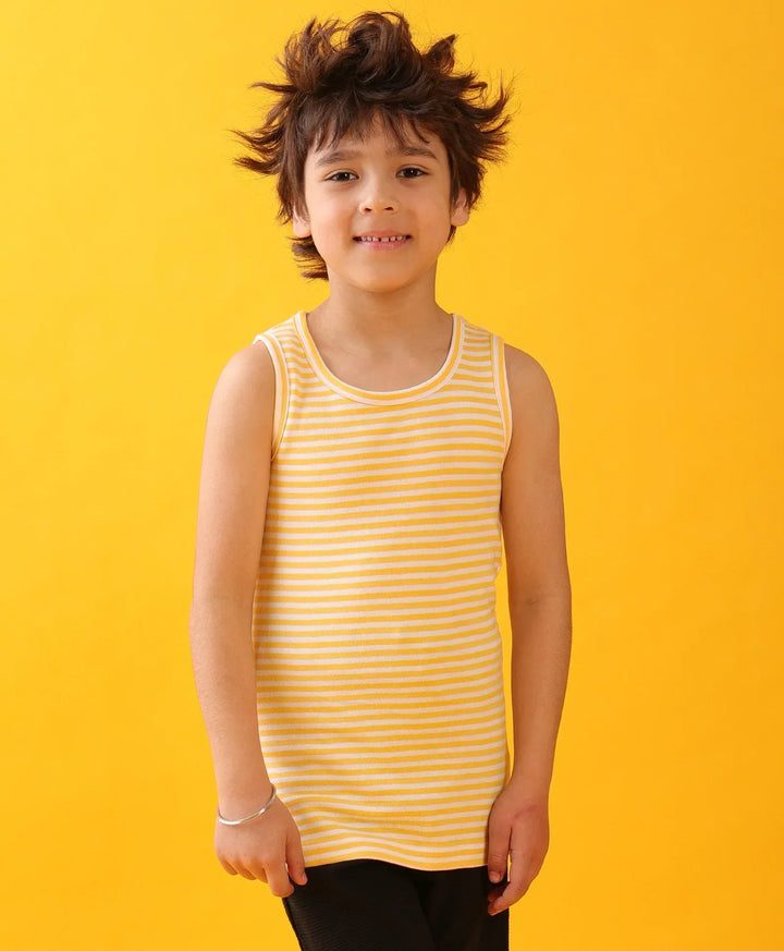 YELLOW WHITE STRIPE BOYS VEST - YELLOW (PACK OF 3) - Anthrilo 