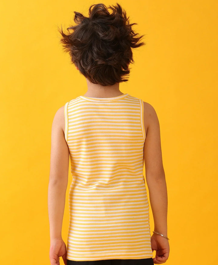 YELLOW WHITE STRIPE BOYS VEST - YELLOW (PACK OF 3) - Anthrilo 